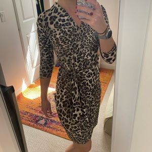 Karen Kane midi dress! Egret leopard print! Very comfortable. Perfect for work!